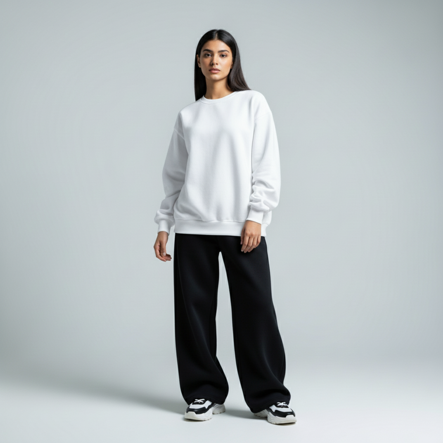 White Crewneck Unisex Sweatshirt - Basic