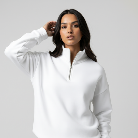 White Unisex Quarter Zip Sweatshirt