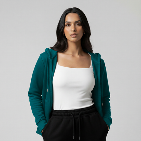 Teal Unisex Zip Up Hoodie