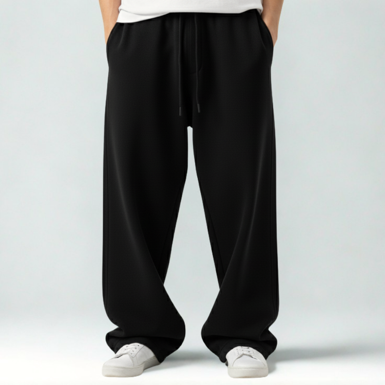 Baggy Unisex Wide Leg Sweatpants - Black