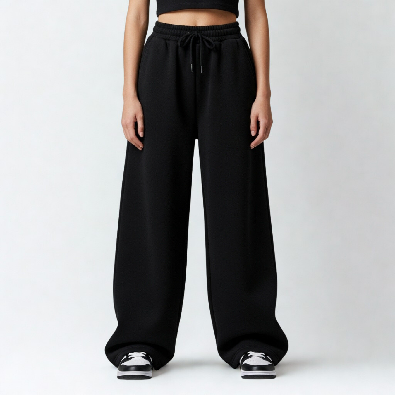 Baggy Unisex Wide Leg Sweatpants - Black