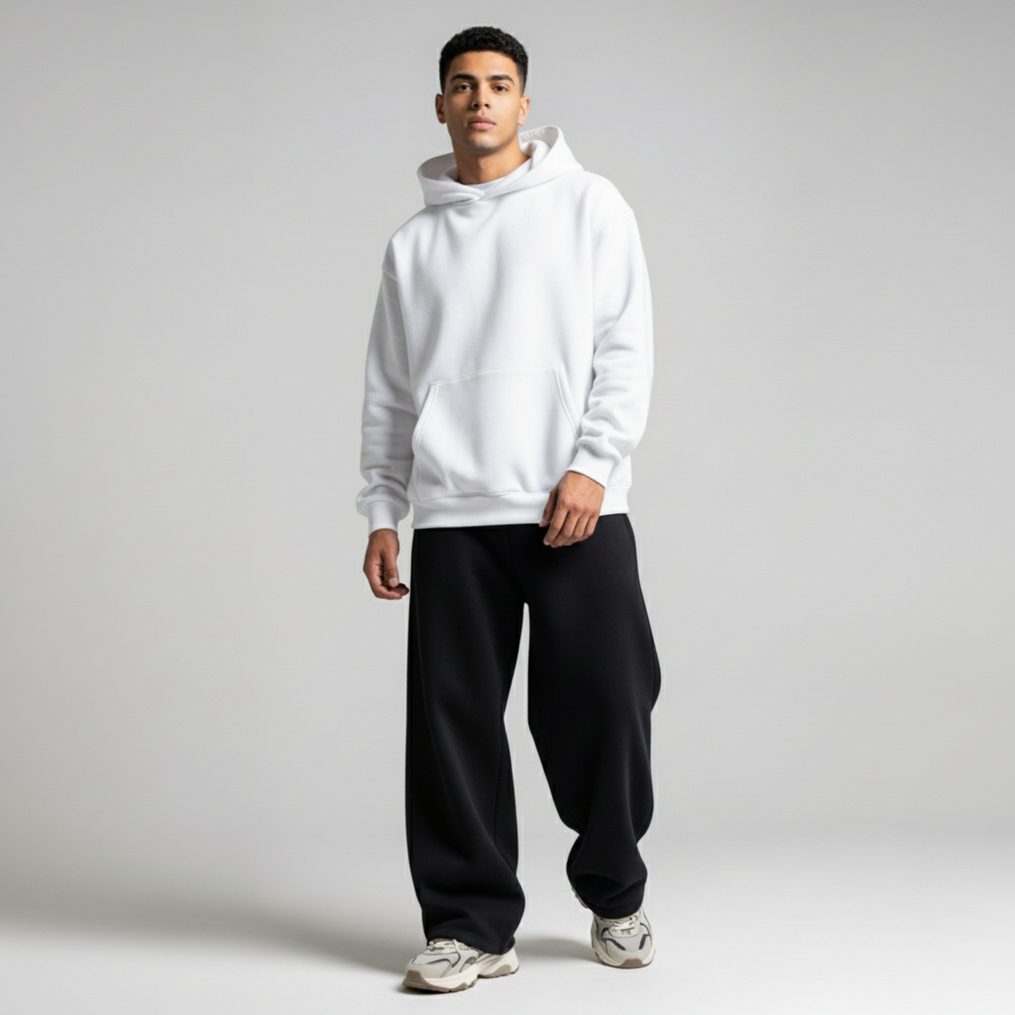 White Oversized Unisex Hoodie - Basic