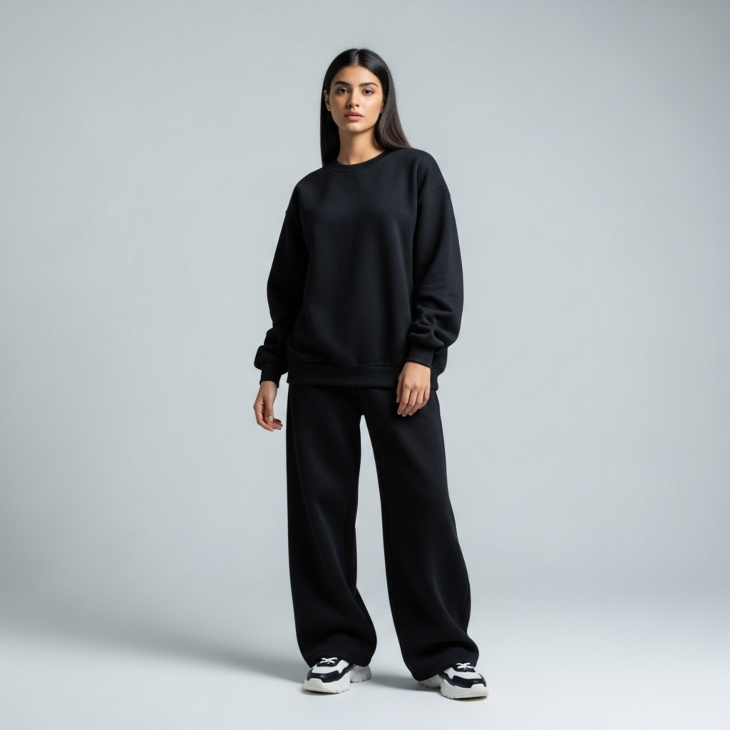 Black Crewneck Unisex Sweatshirt - Basic