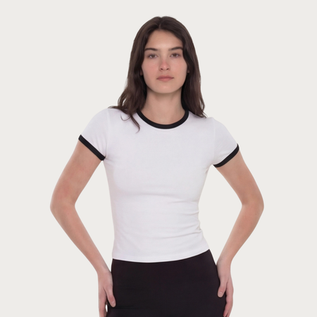 Ringer Baby Tee - White