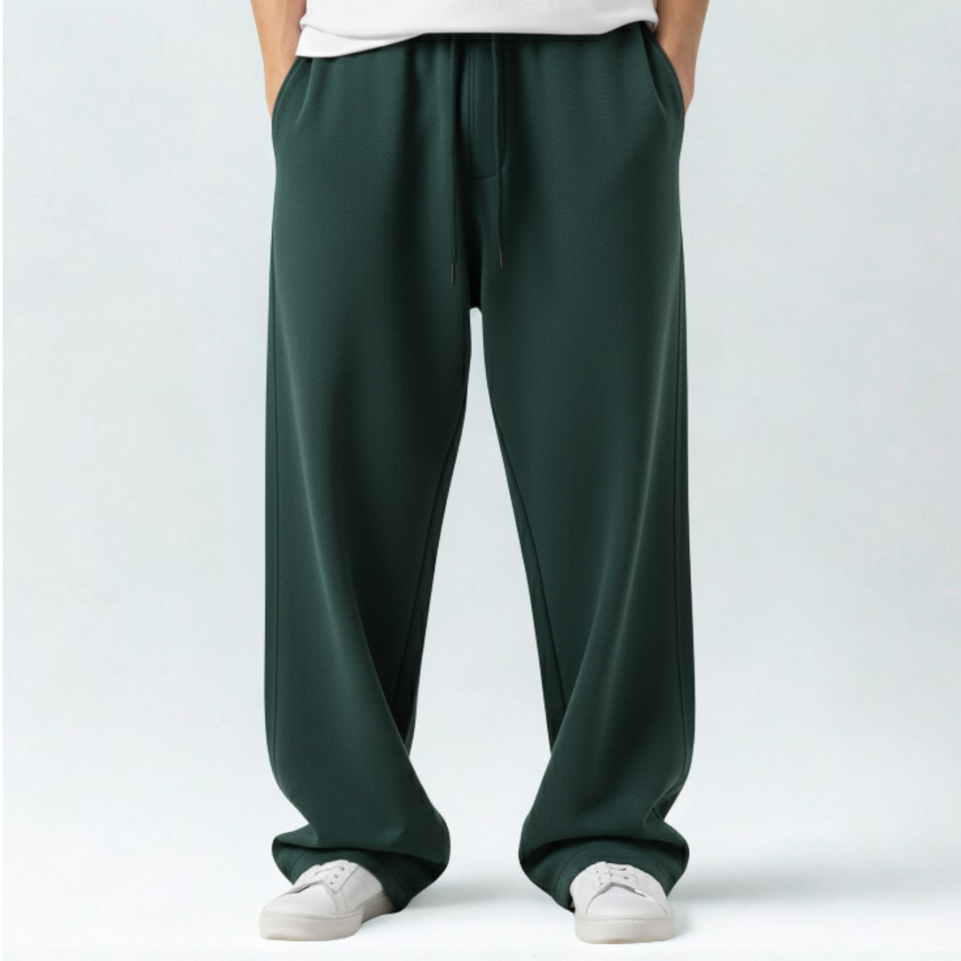Baggy Unisex Wide Leg Sweatpants - Dark Green
