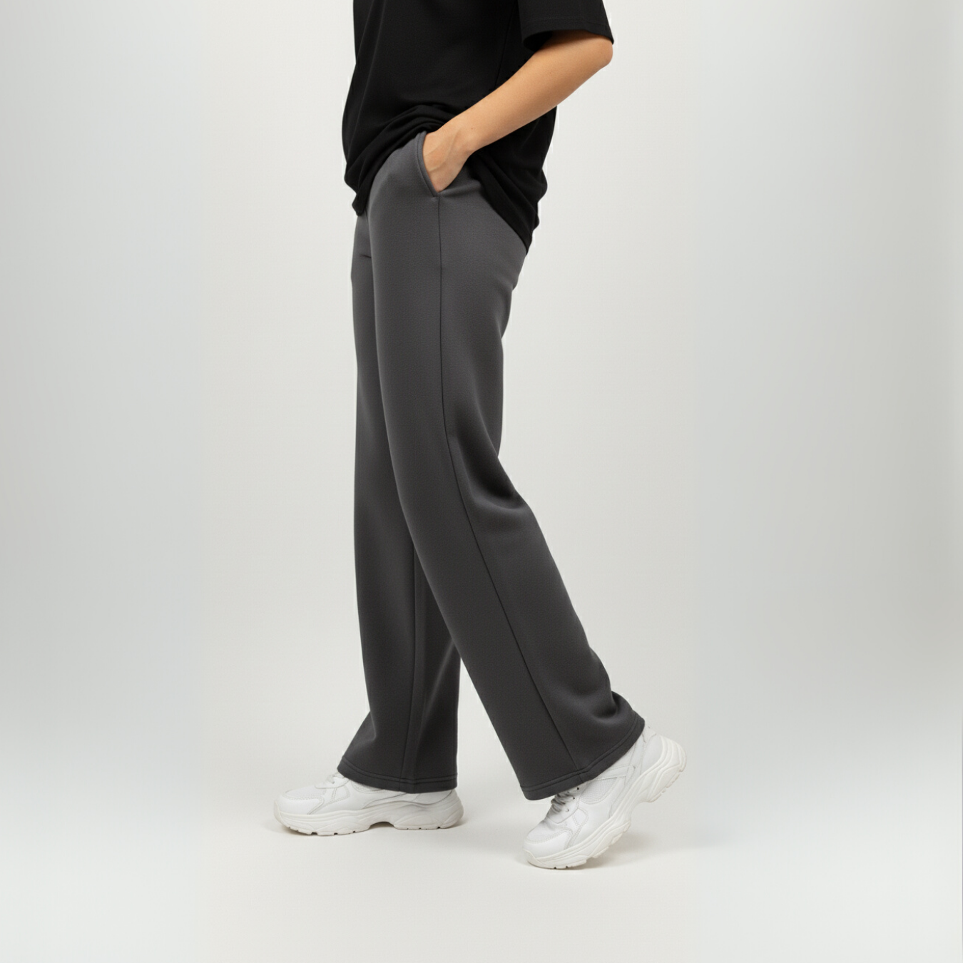 Dark Grey Unisex Straight Leg Sweatpants - Basic