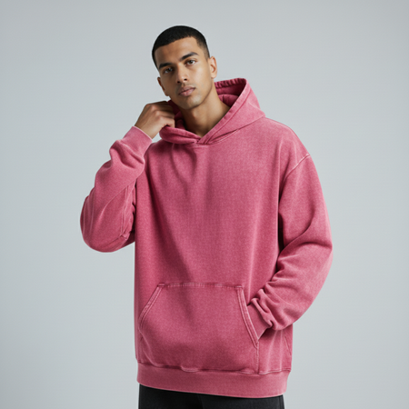 Washed Oversized Unisex Hoodie - Pink