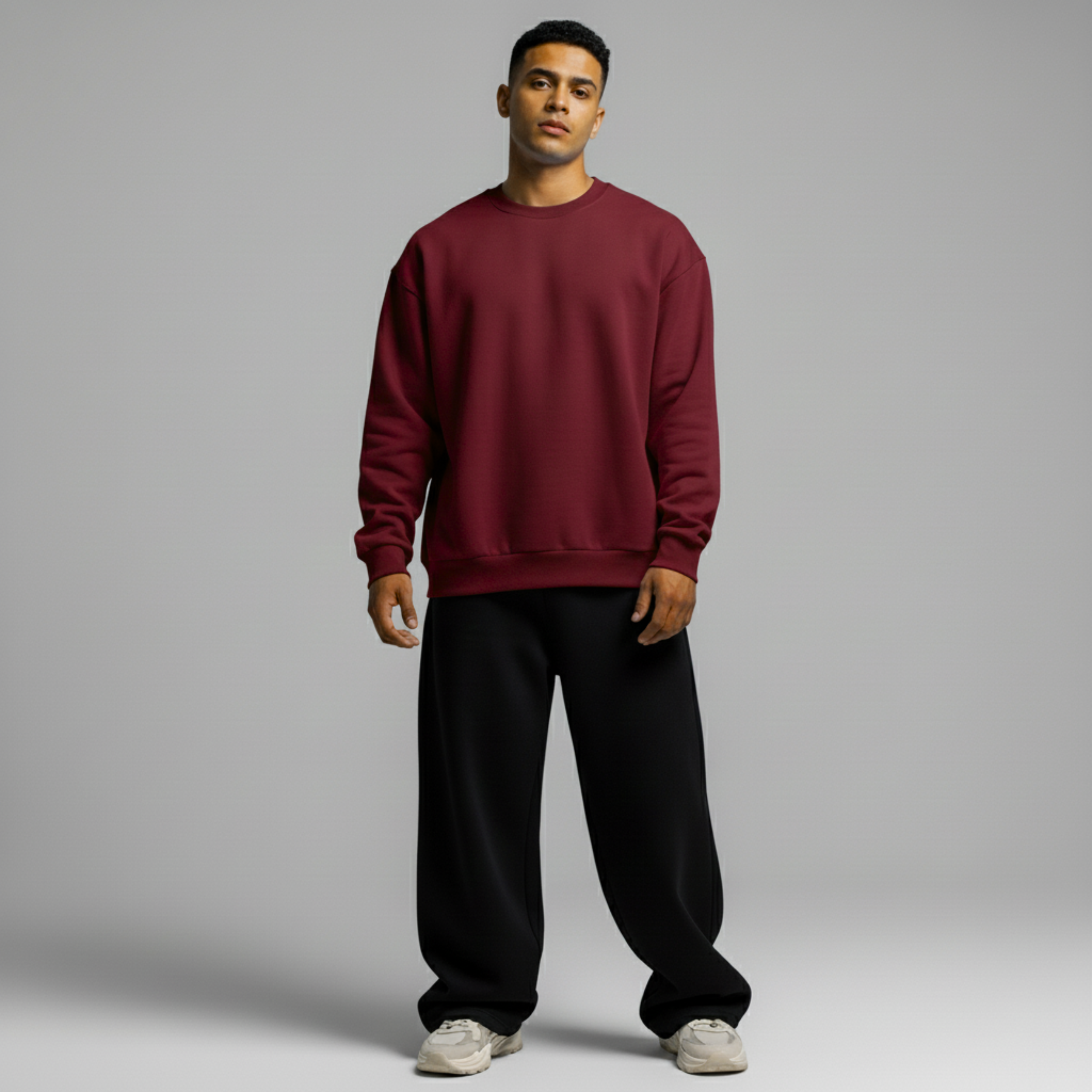 Burgundy Crewneck Unisex Sweatshirt - Basic