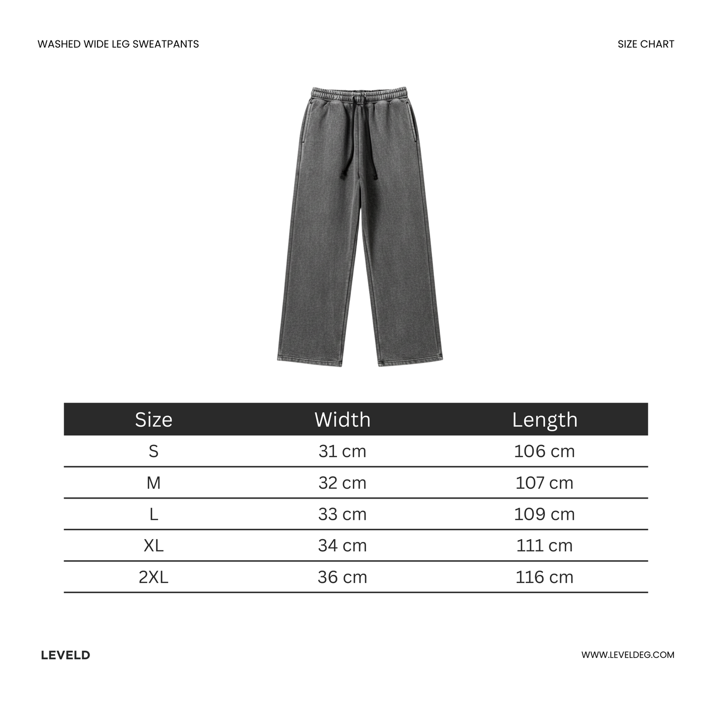 Washed Unisex Heavy Wide Leg Sweatpants - Grey