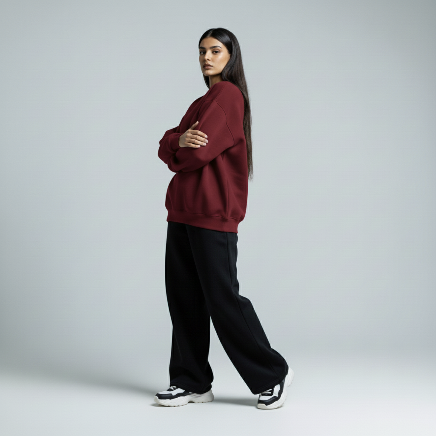 Burgundy Crewneck Unisex Sweatshirt - Basic