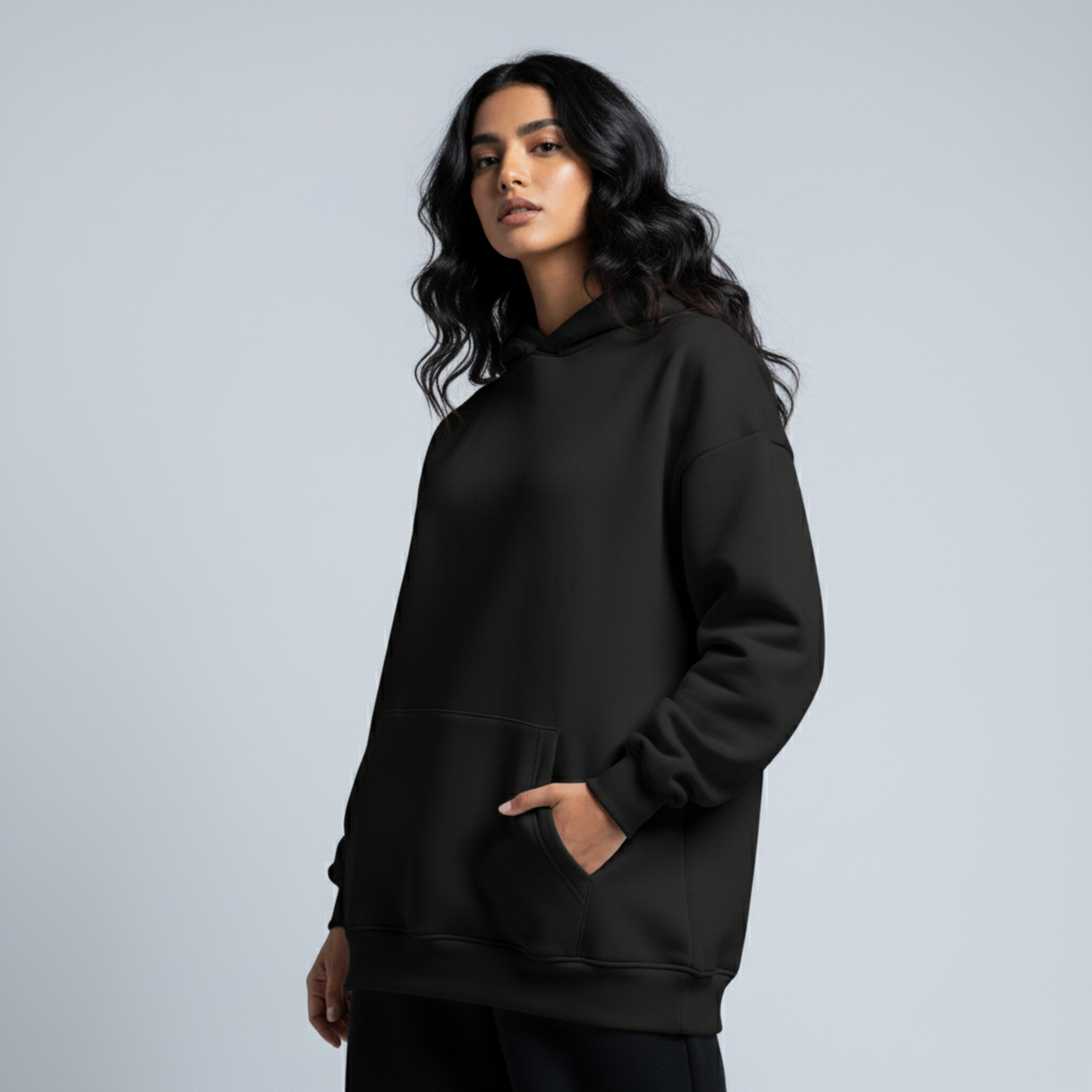 Black Oversized Unisex Hoodie - Basic