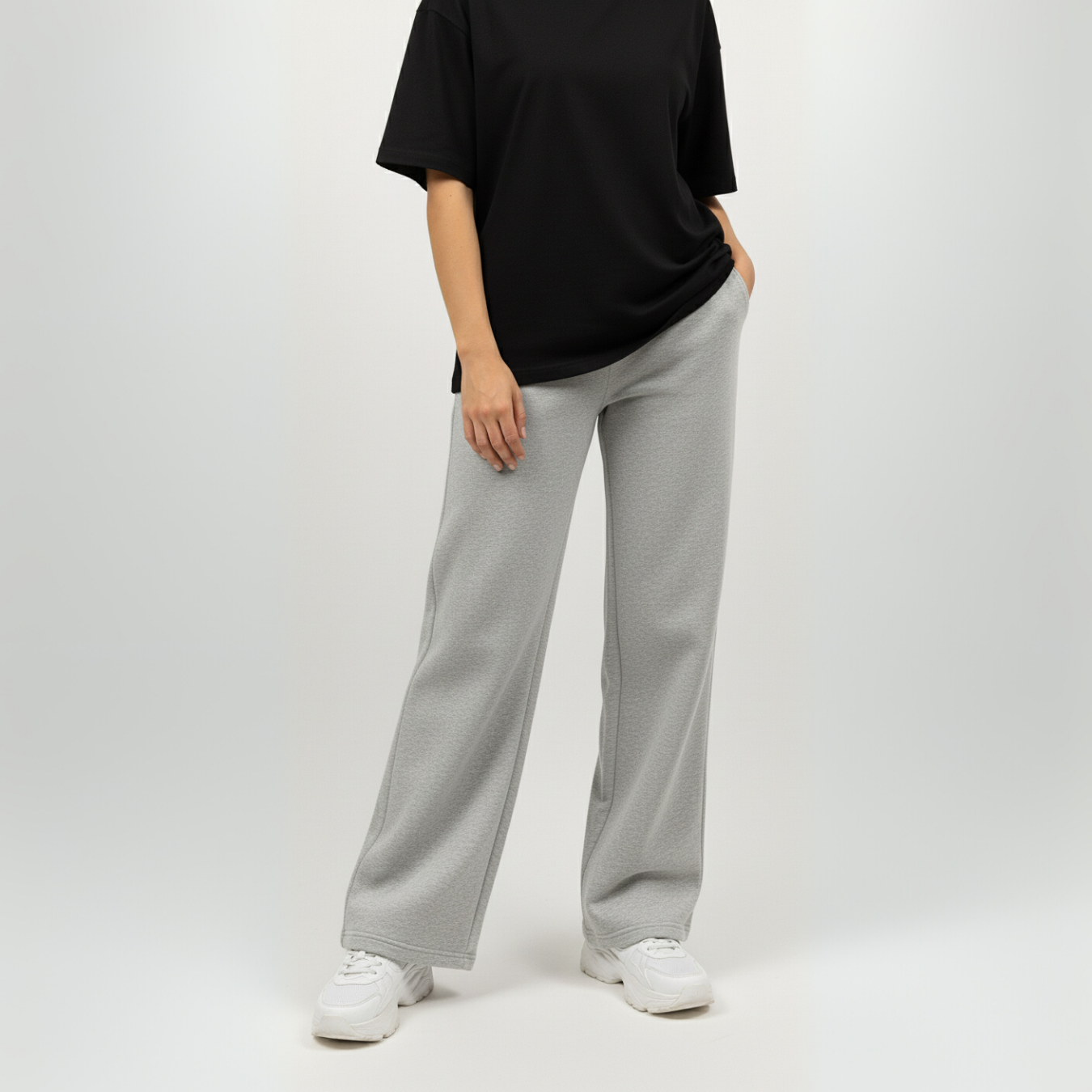 Grey Unisex Straight Leg Sweatpants - Basic