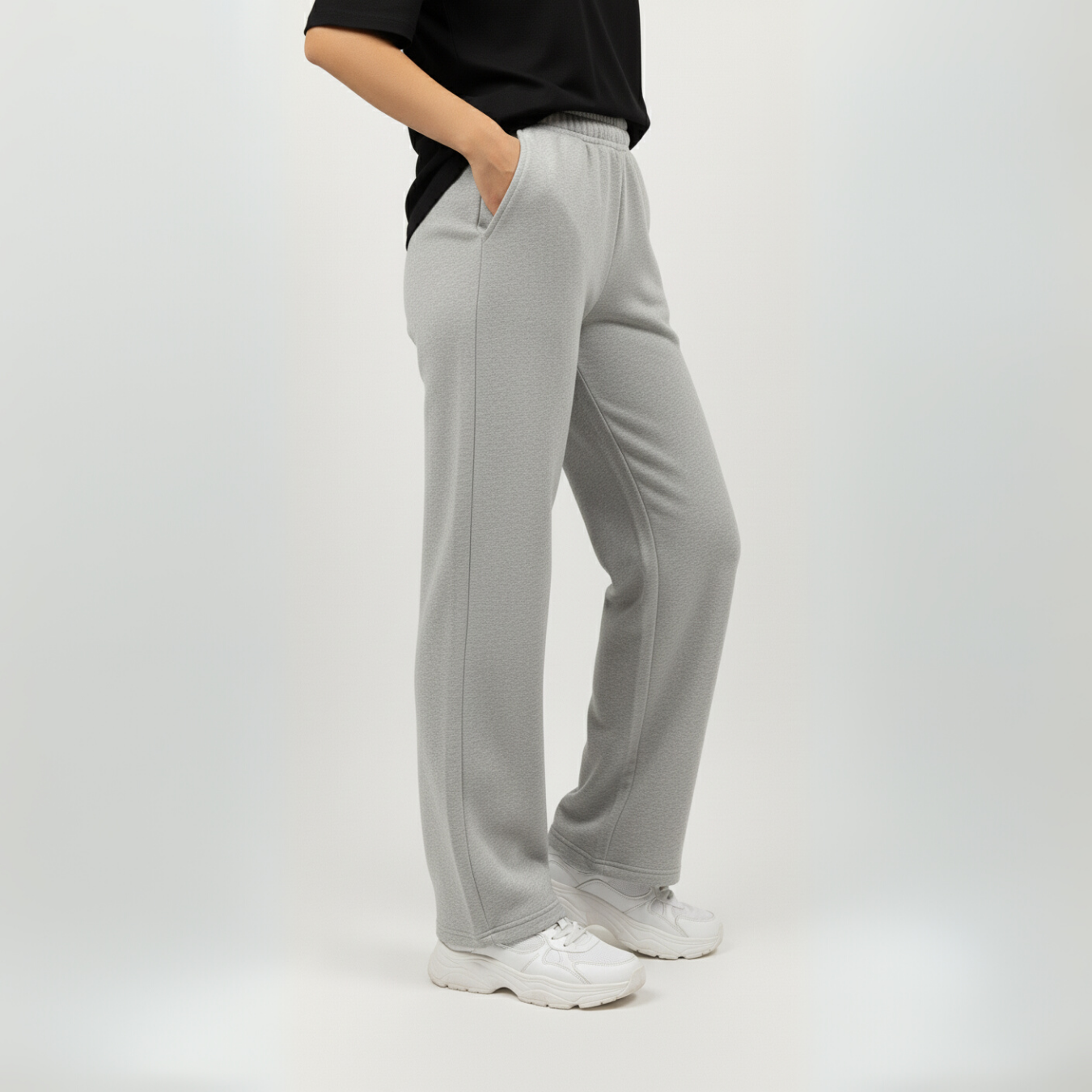Grey Unisex Straight Leg Sweatpants - Basic