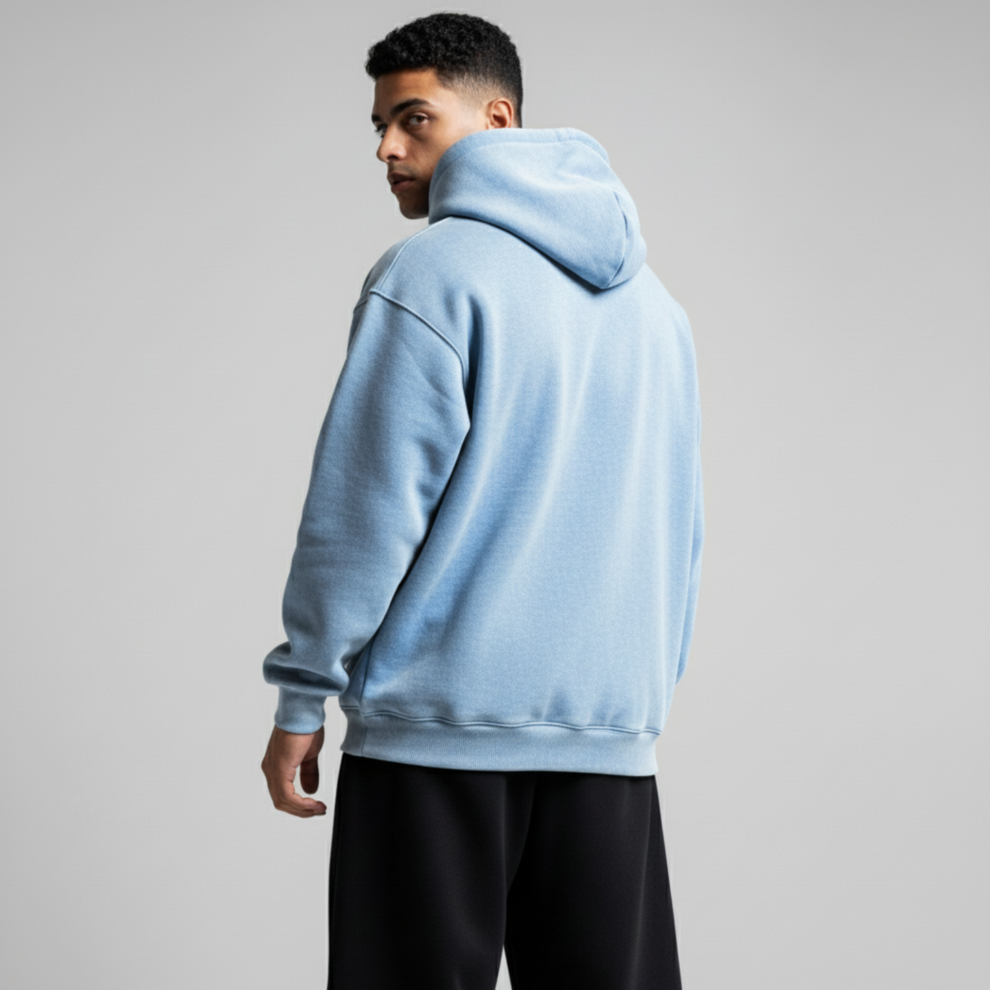 Washed Oversized Unisex Hoodie - Baby Blue