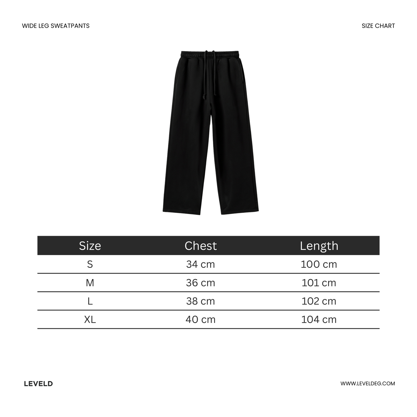 Baggy Unisex Wide Leg Sweatpants - Black