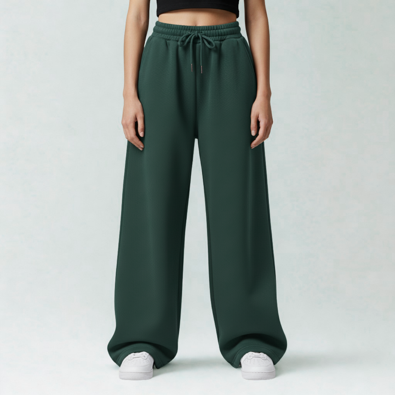 Baggy Unisex Wide Leg Sweatpants - Dark Green