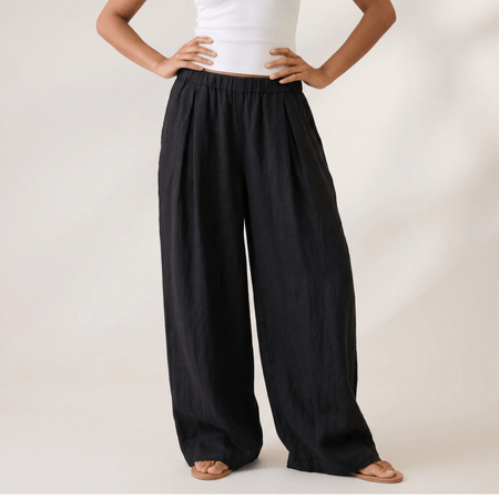 Linen Wide Leg Unisex Pants - Black
