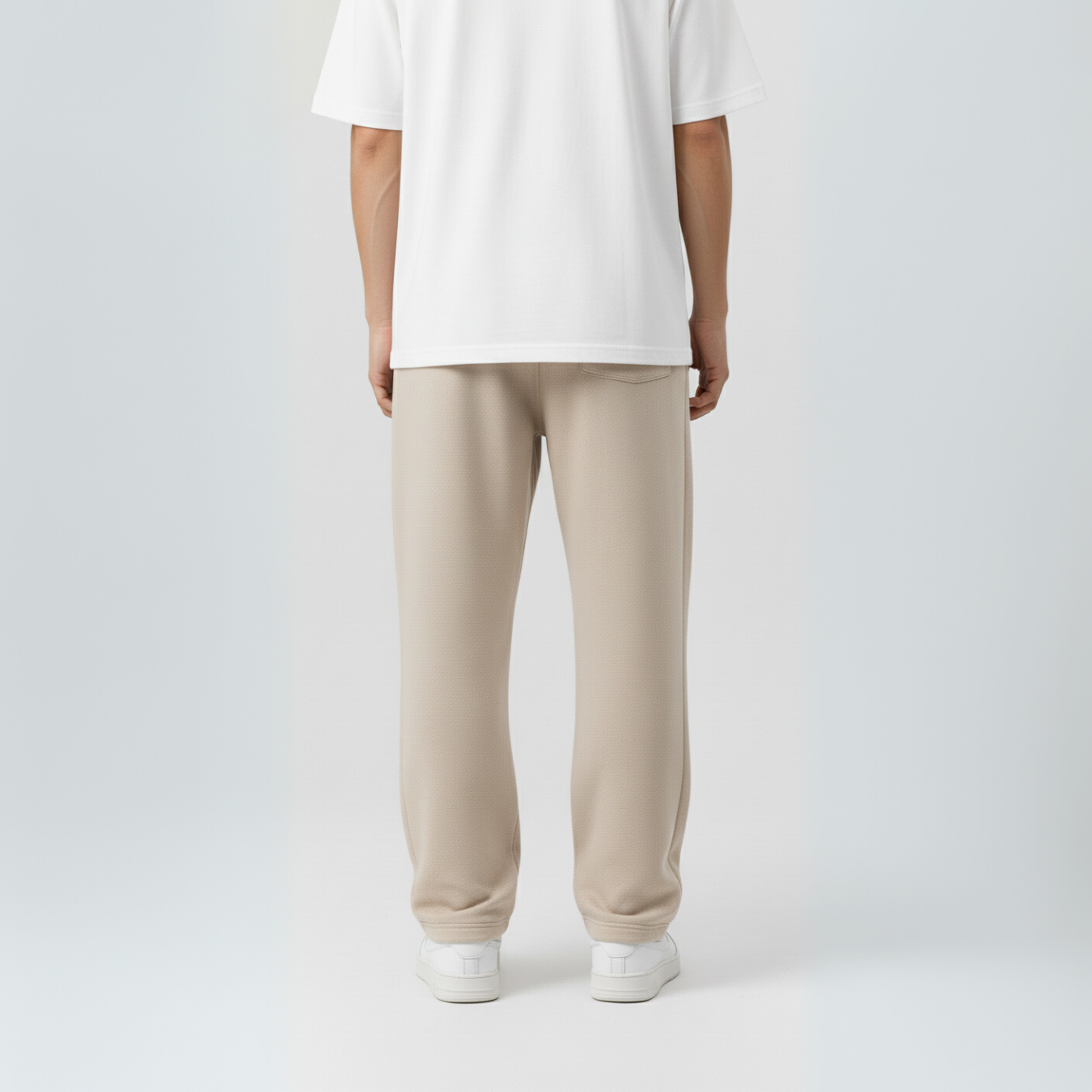Beige Unisex Straight Leg Sweatpants - Basic