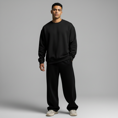 Black Crewneck Unisex Sweatshirt - Basic