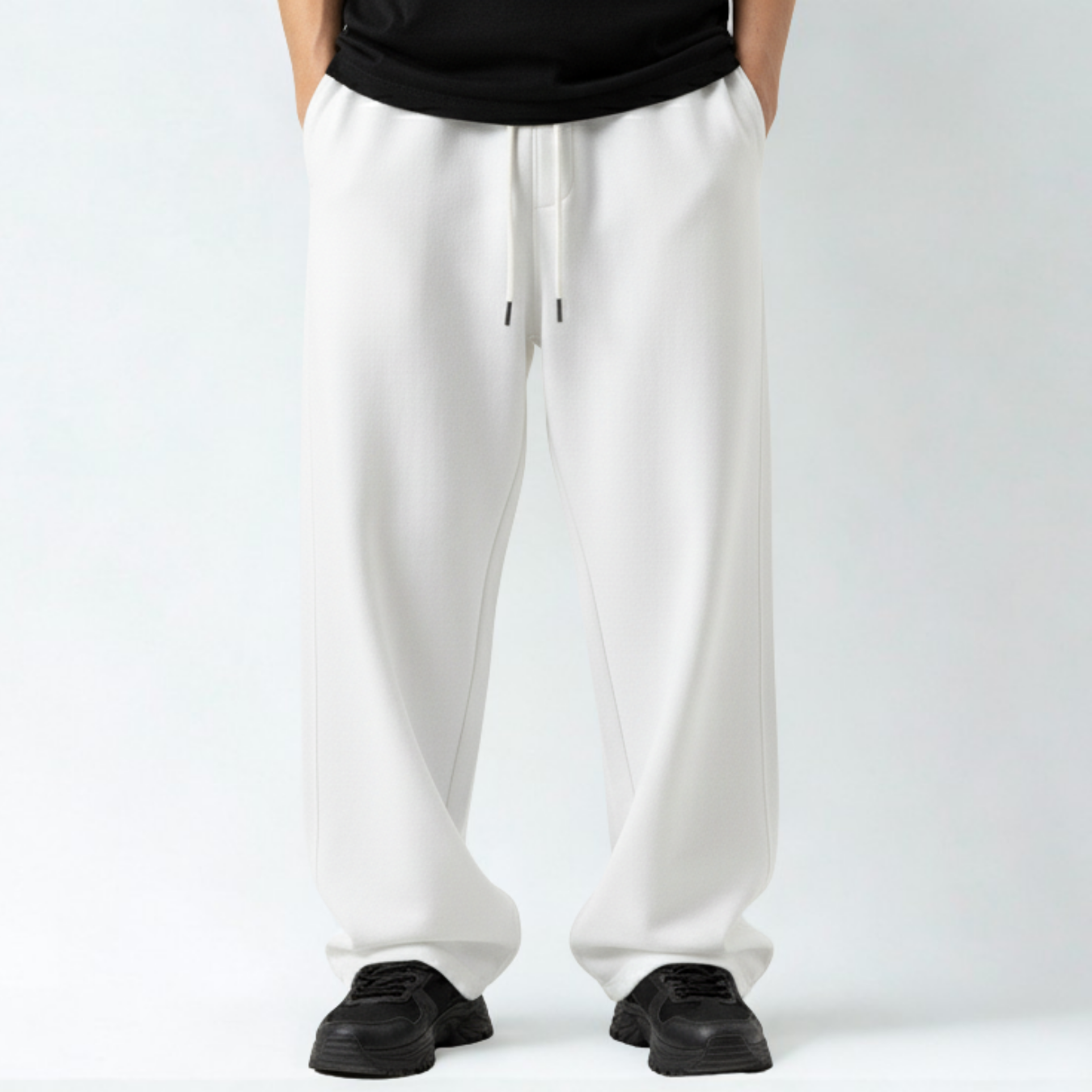 Baggy Unisex Wide Leg Sweatpants - White