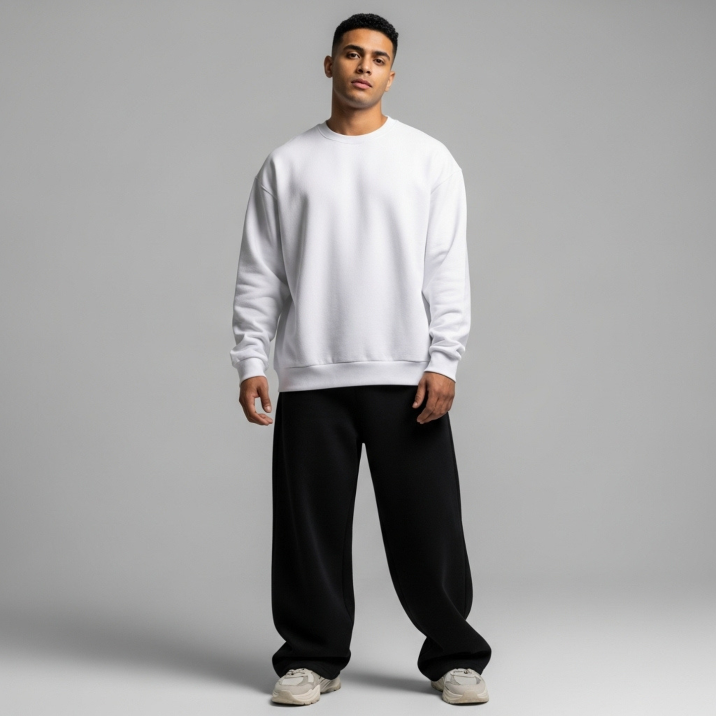 White Crewneck Unisex Sweatshirt - Basic
