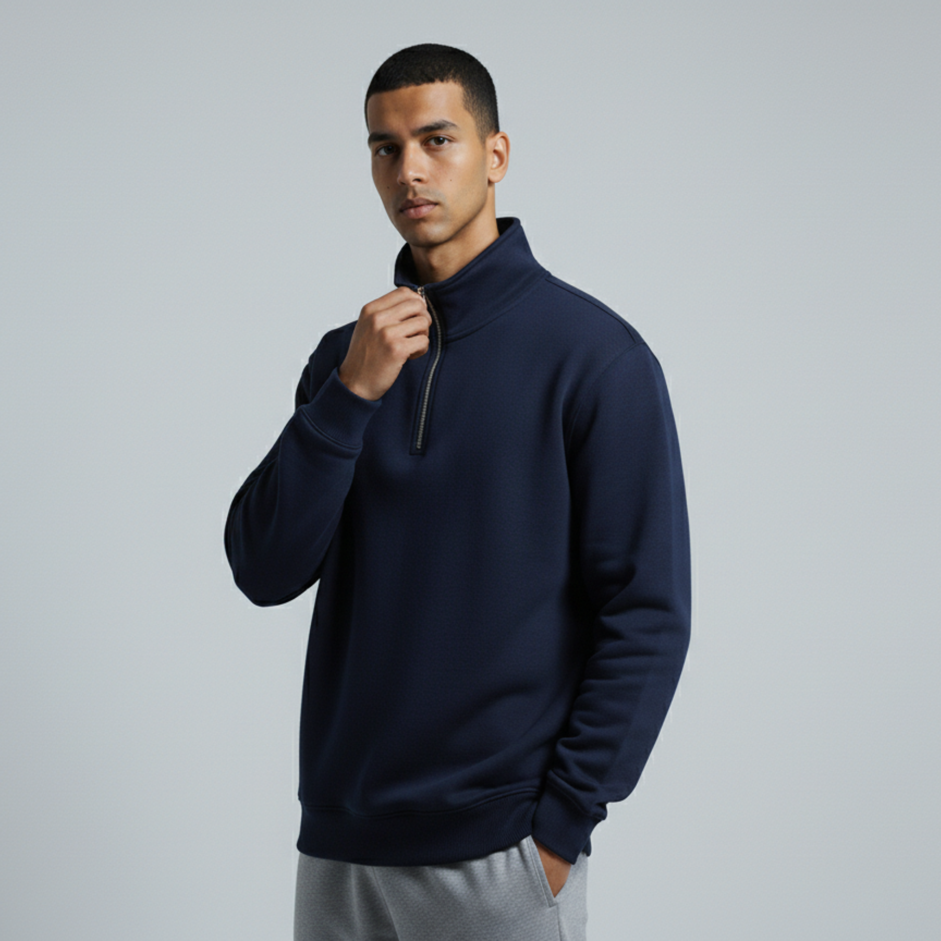Navy Unisex Quarter Zip Sweatshirt