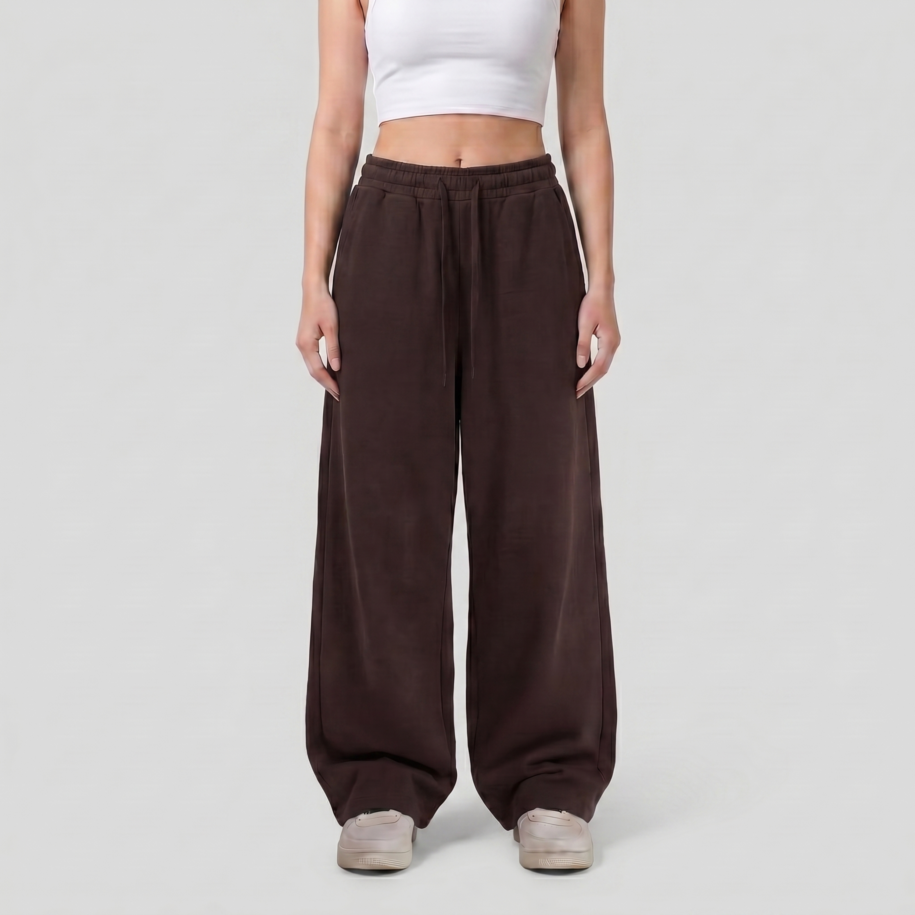 Baggy Unisex Wide Leg Summer Sweatpants - Brown