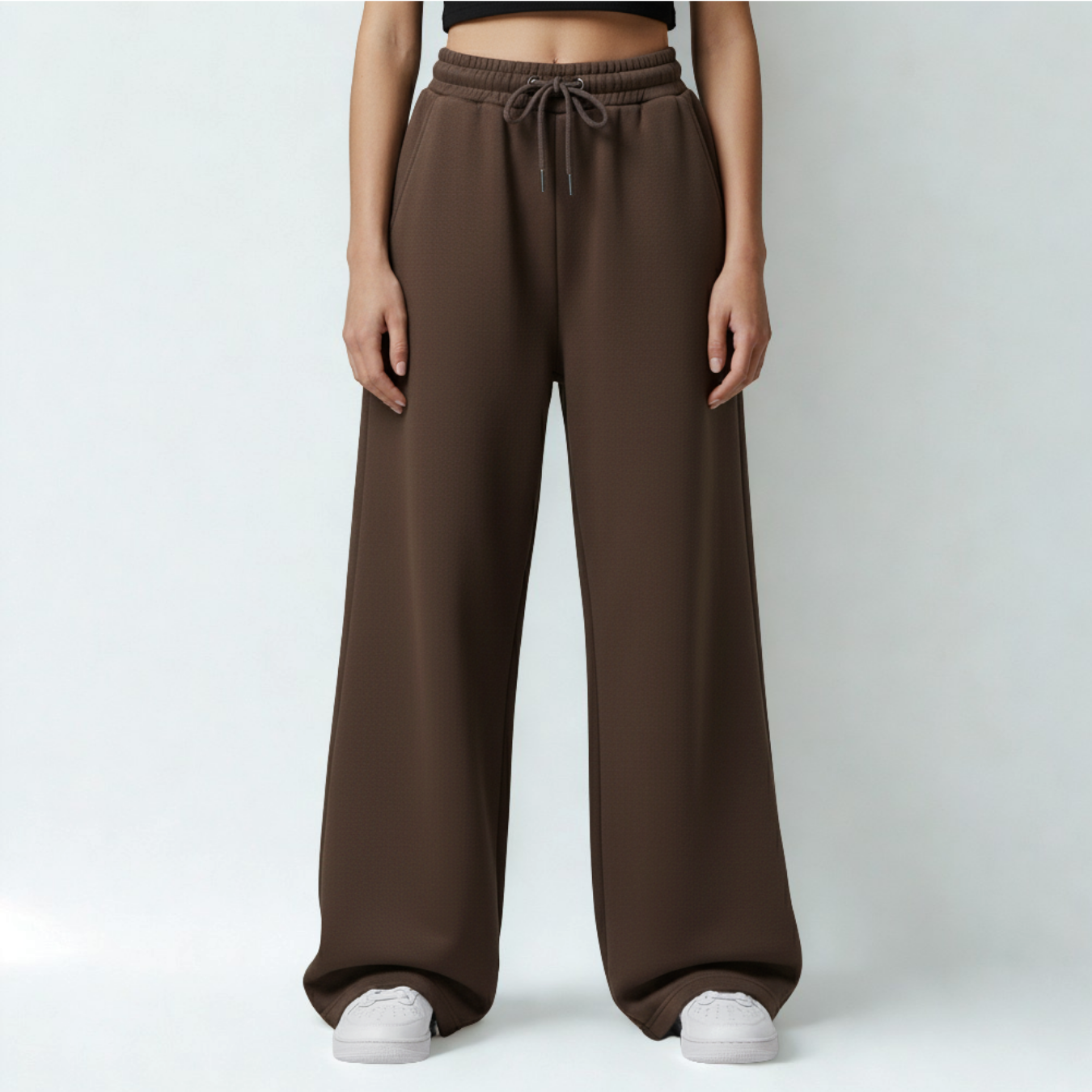 Baggy Unisex Wide Leg Sweatpants - Brown