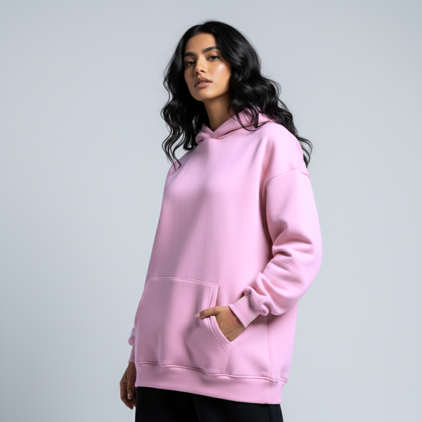 Pink Oversized Unisex Hoodie - Basic