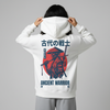 White Oversized Unisex Hoodie - Ancient warrior