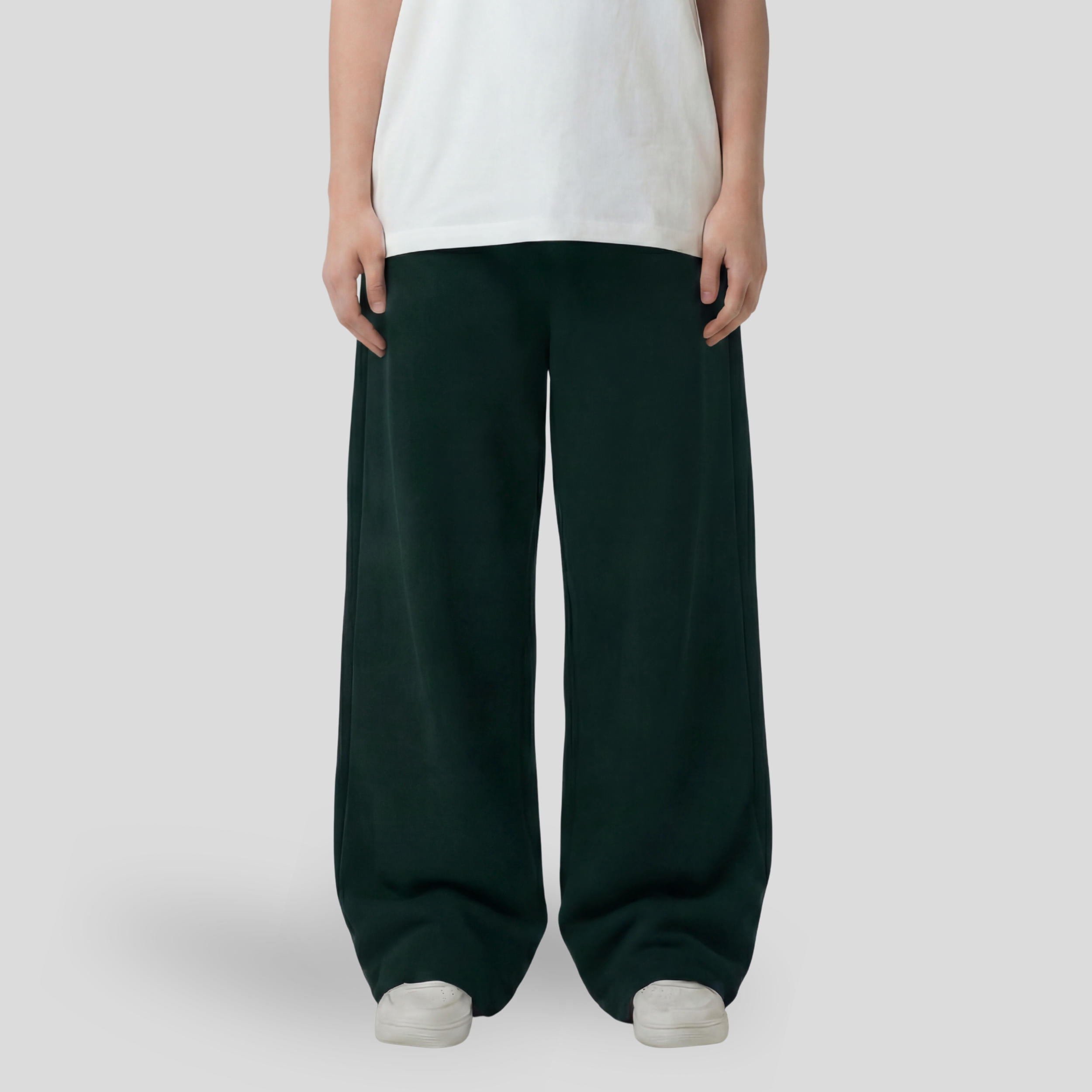 Baggy Unisex Wide Leg Summer Sweatpants - Dark Green