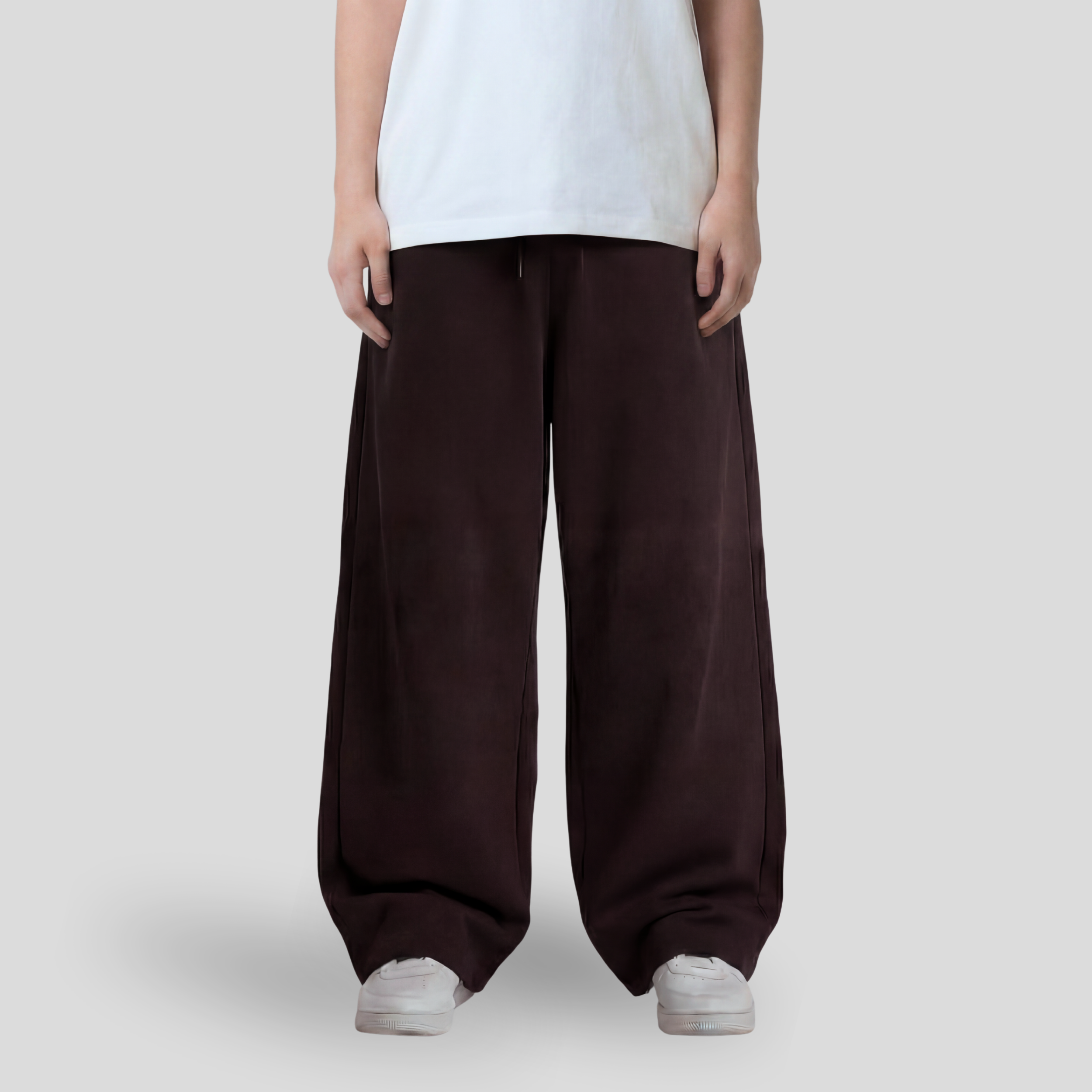 Baggy Unisex Wide Leg Summer Sweatpants - Brown