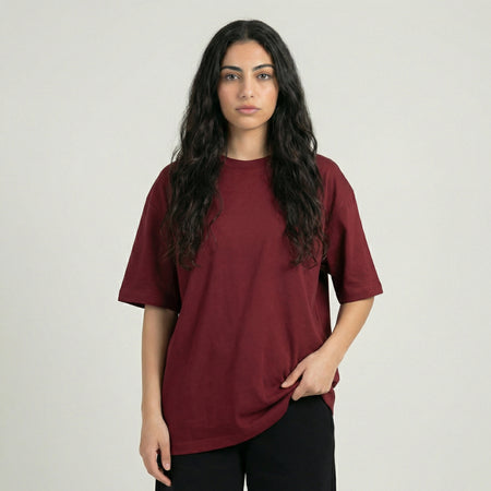 Oversized Heavy Unisex T-Shirt - Burgundy