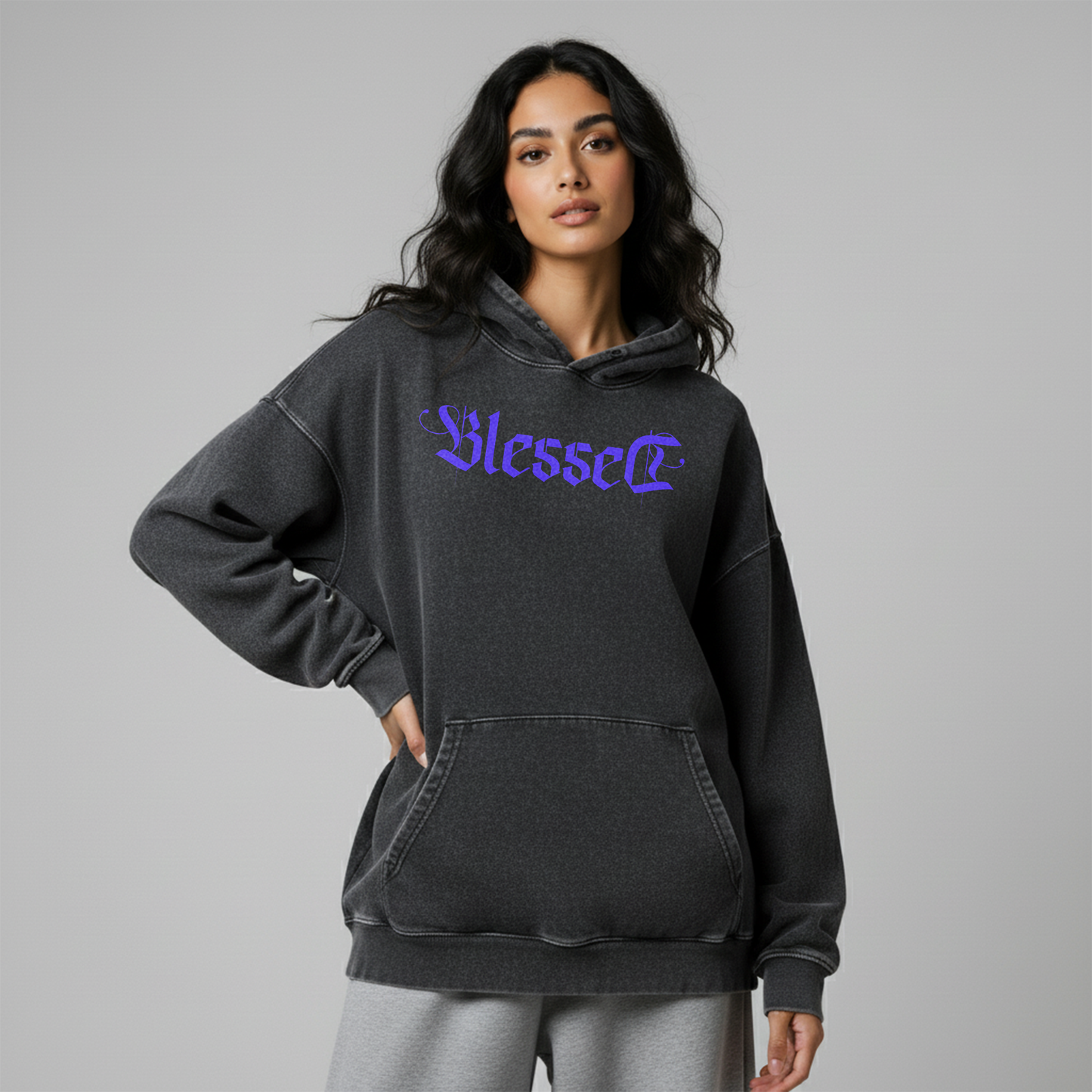 Washed Oversized Hoodie - Blessed