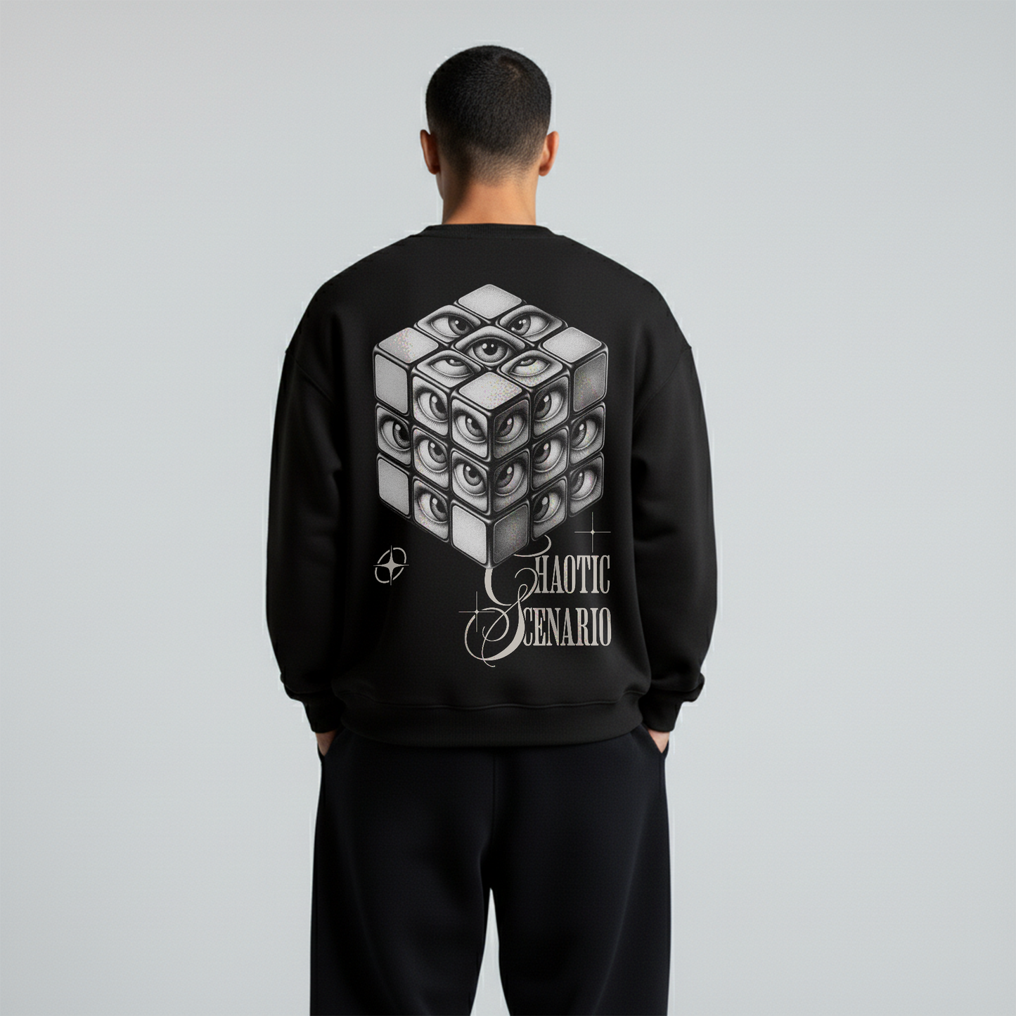 Black Crewneck Unisex Sweatshirt - Chaotic scenario