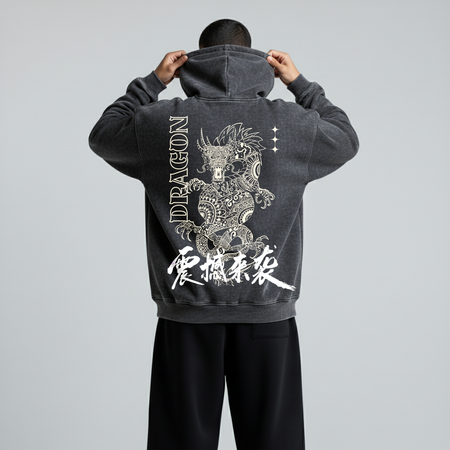 Washed Oversized Hoodie - Dragon