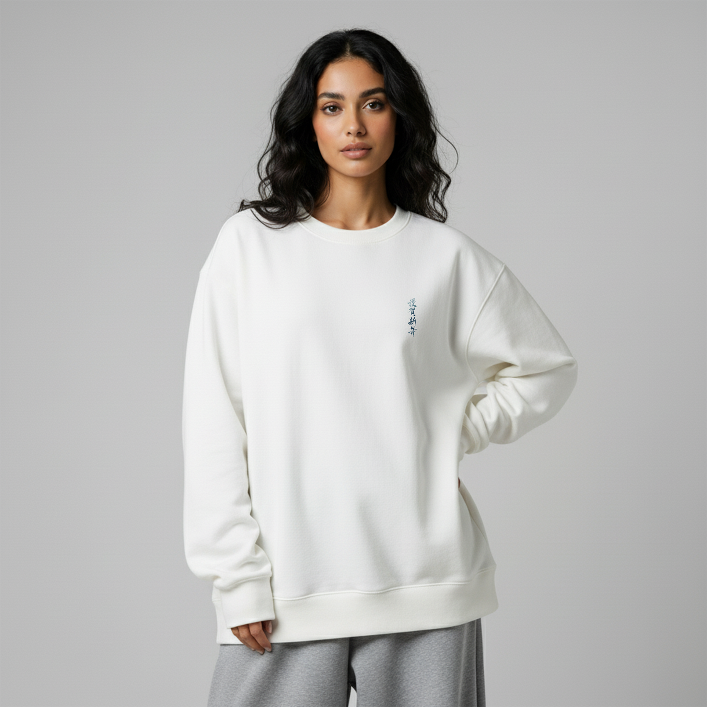 White Crewneck Unisex Sweatshirt - Hokkaido wave