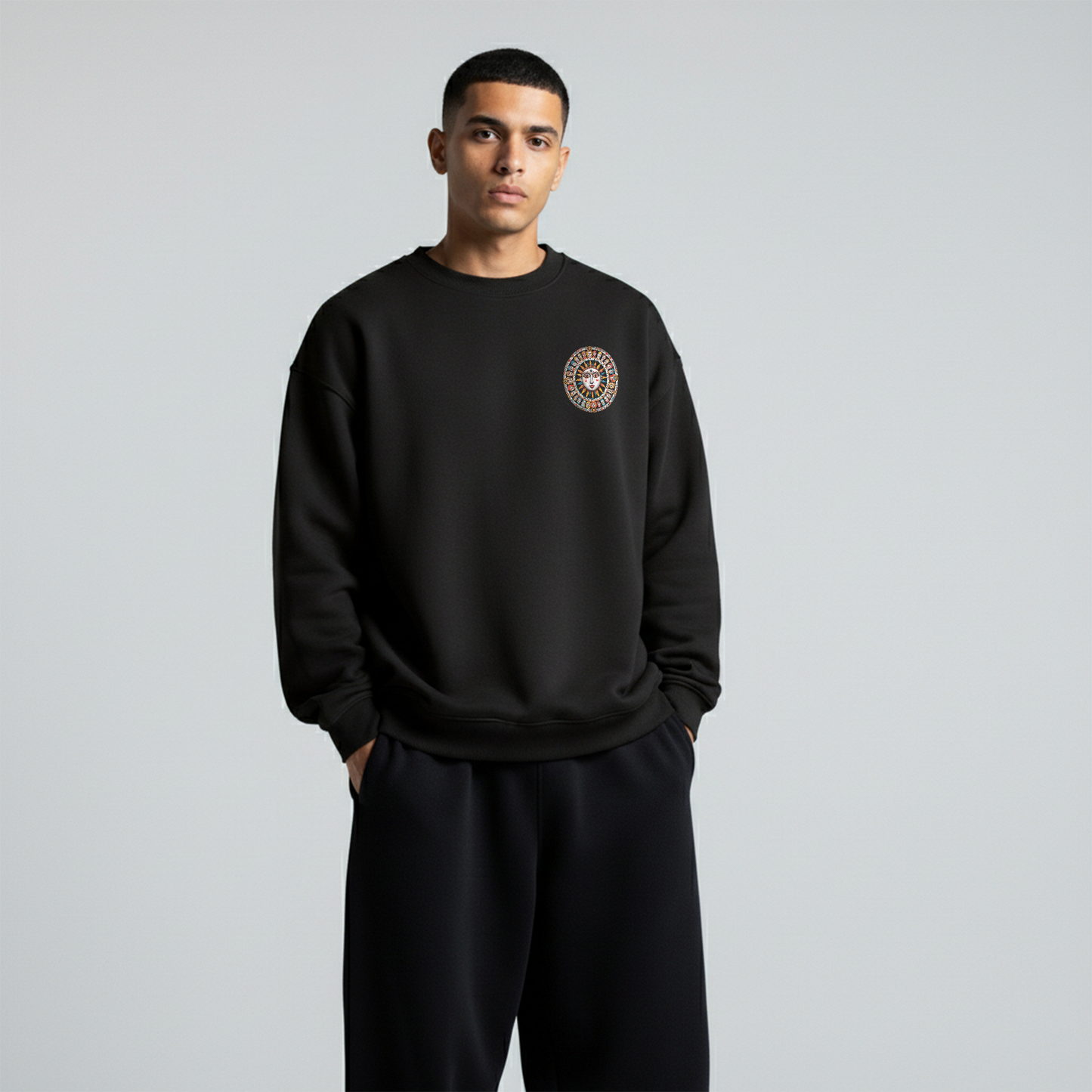 Black Crewneck Unisex Sweatshirt - Karma's wheel