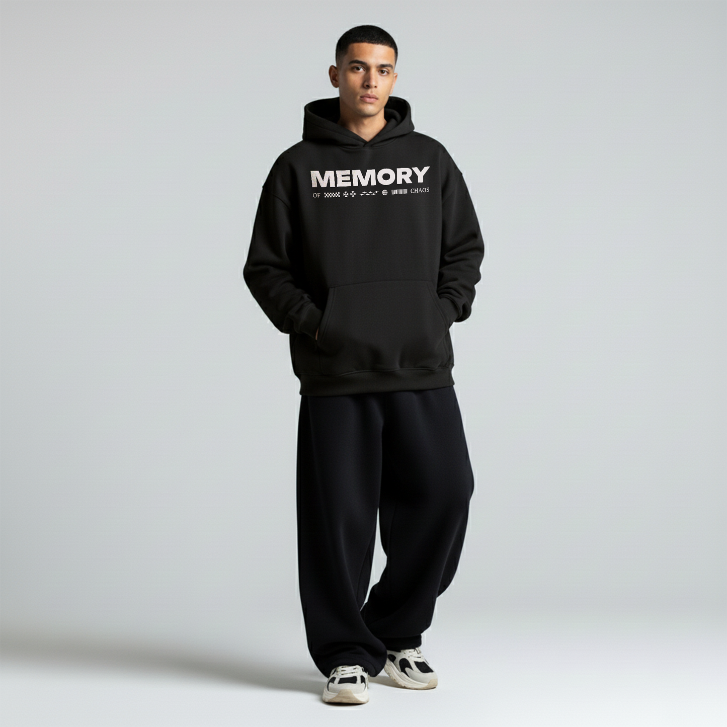 Black Oversized Unisex Hoodie - Memory of chaos
