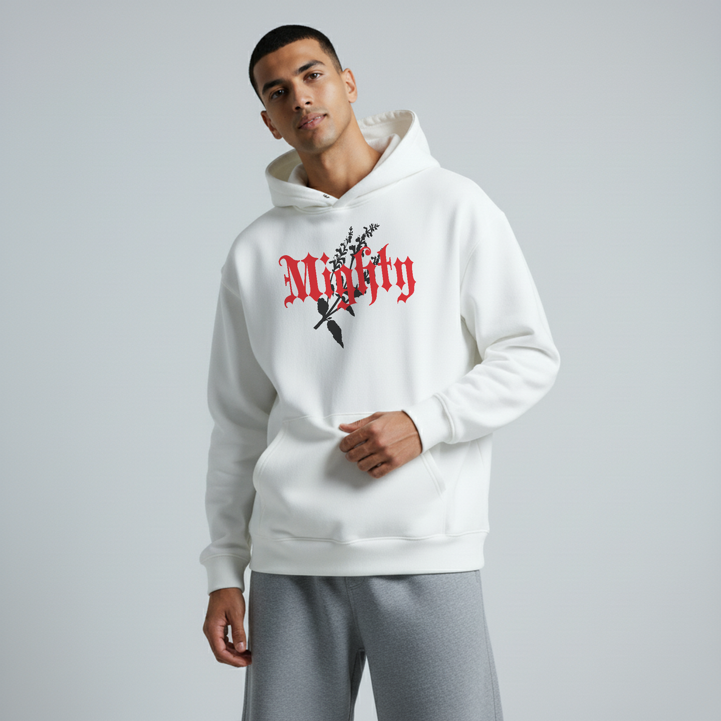 White Oversized Unisex Hoodie - Mighty dragon