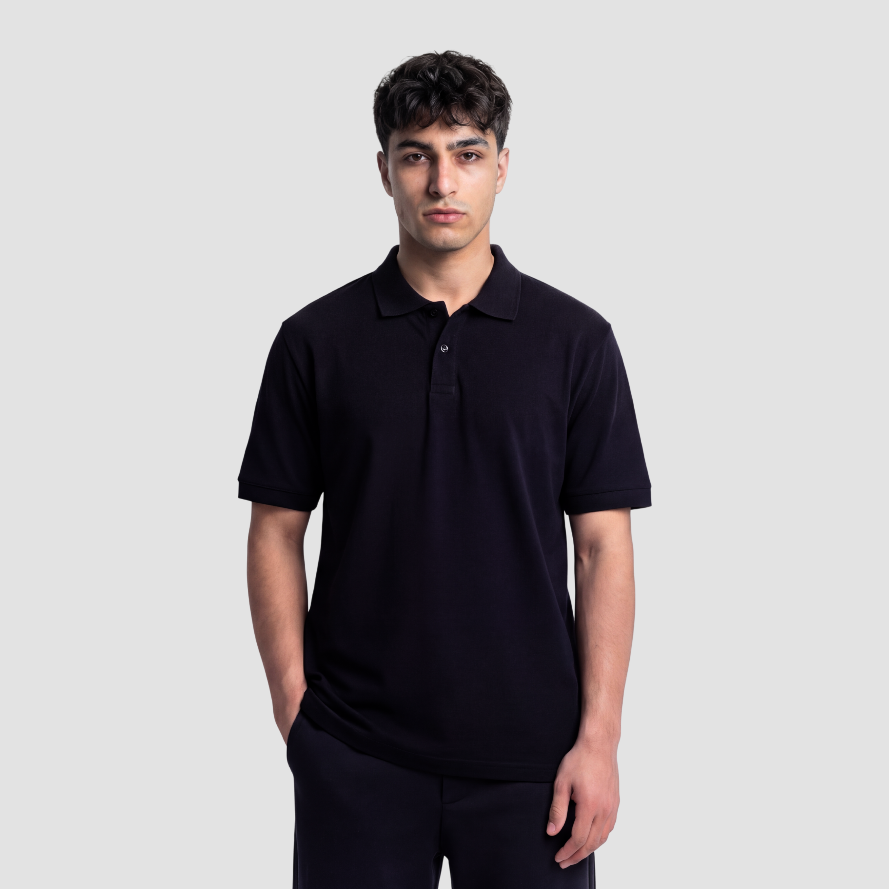 Relaxed Fit Polo T-Shirt - Black