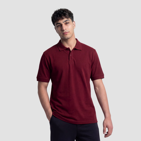 Relaxed Fit Polo T-Shirt - Burgundy
