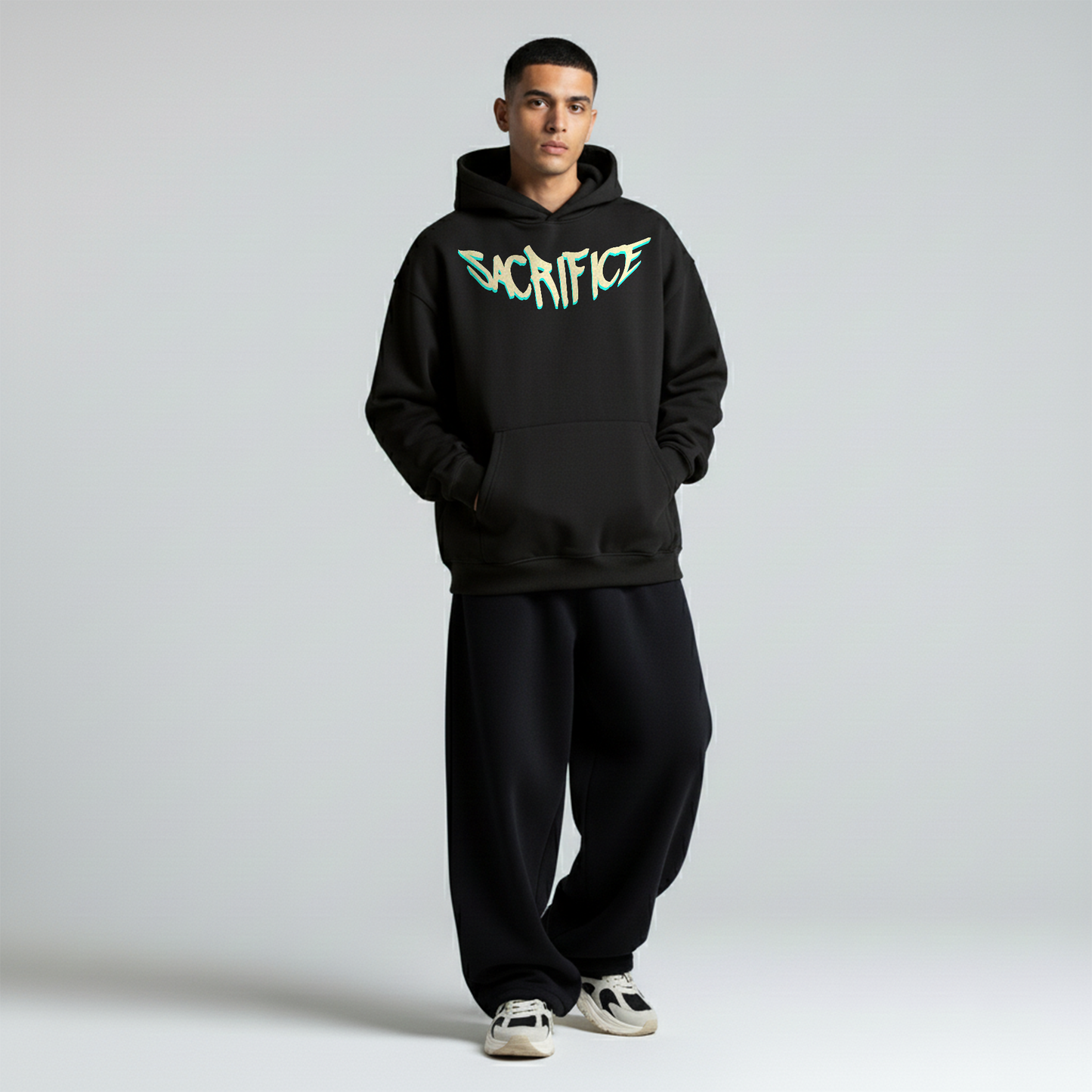 Black Oversized Unisex Hoodie - Sacrifice