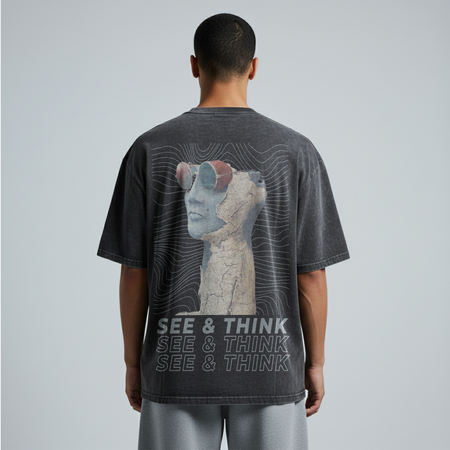 Washed Oversized Unisex T-Shirt - See & think