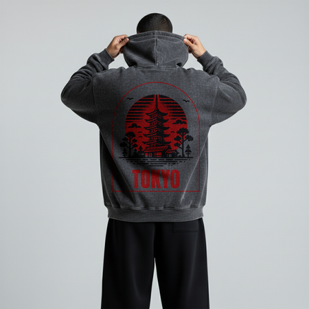 Washed Oversized Hoodie - Tokyo