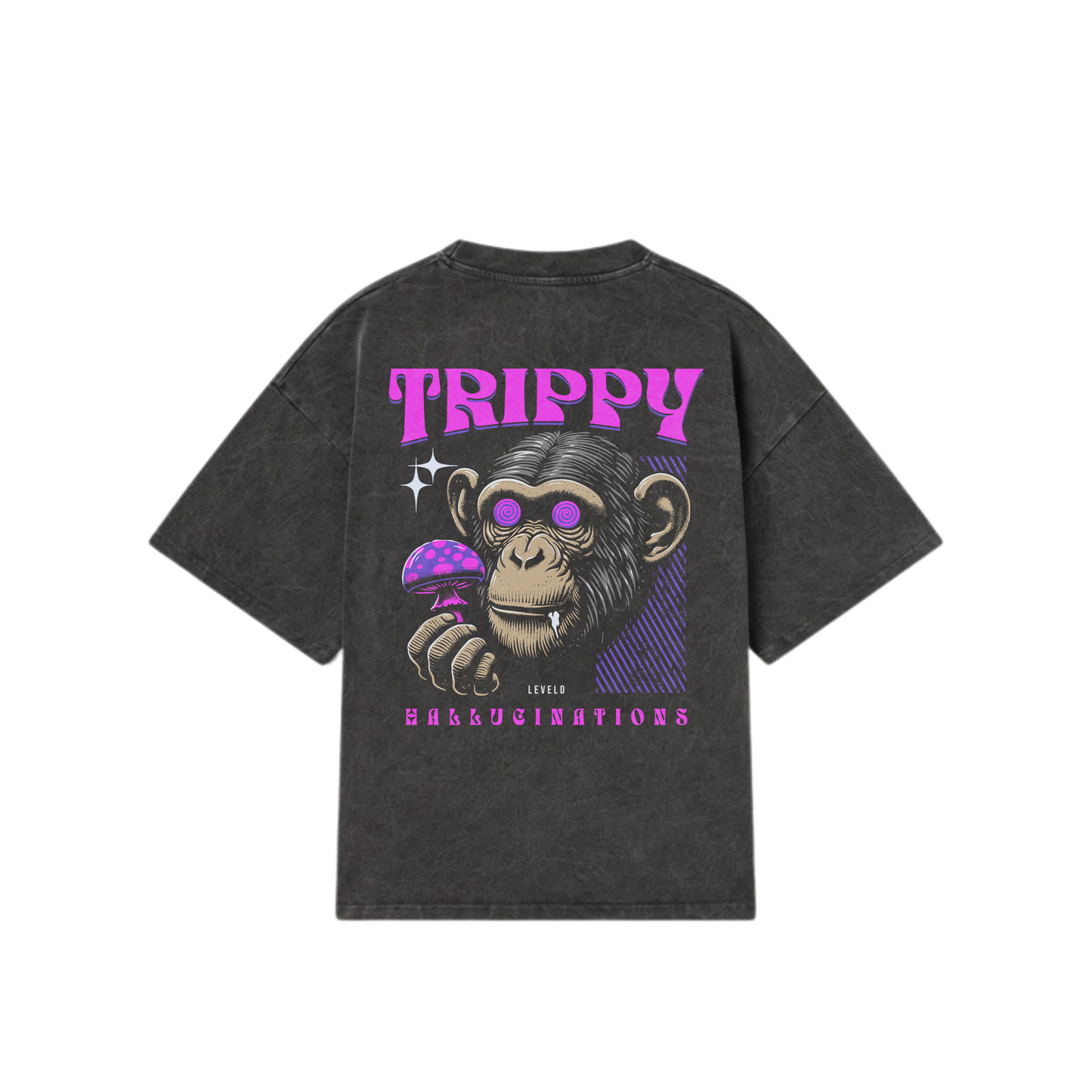 Washed Oversized Unisex T-Shirt - Trippy Chimpanzee