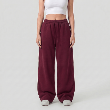 Baggy Unisex Wide Leg Summer Sweatpants - Burgundy