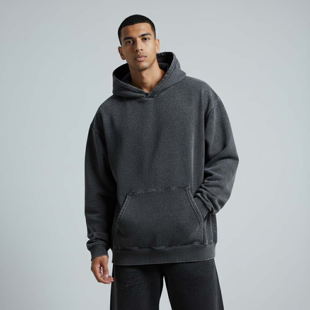 Washed Oversized Unisex Hoodie - Dark Grey