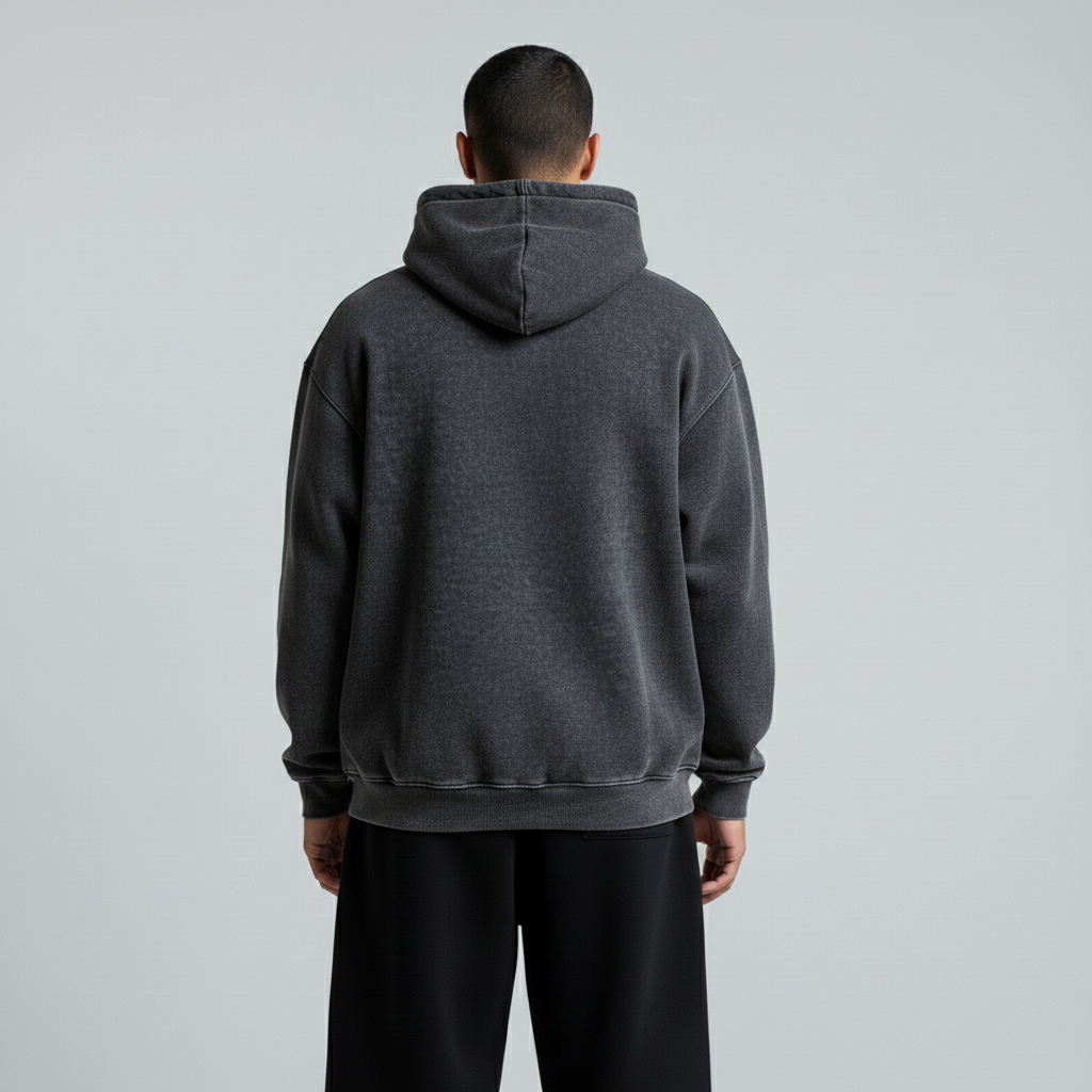 Washed Oversized Unisex Hoodie - Dark Grey