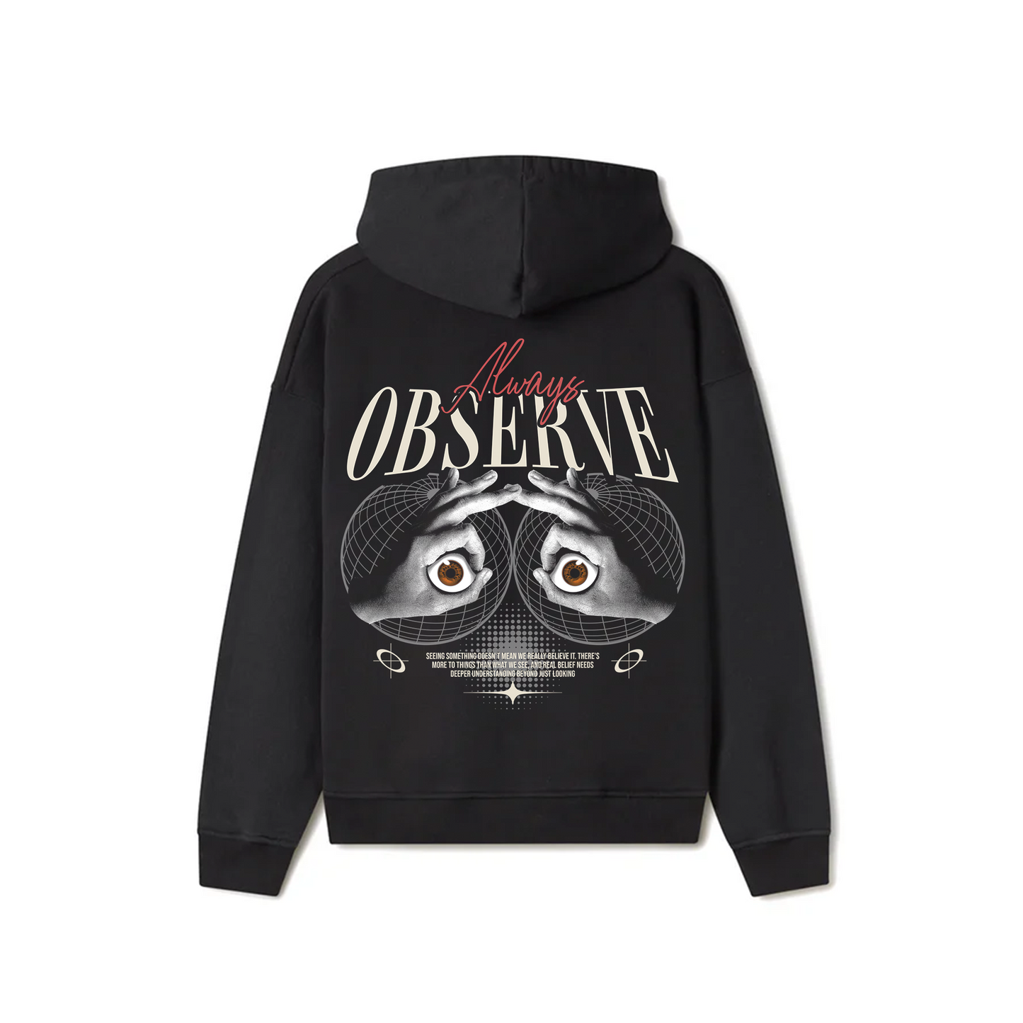 Black Oversized Unisex Hoodie - Always observe